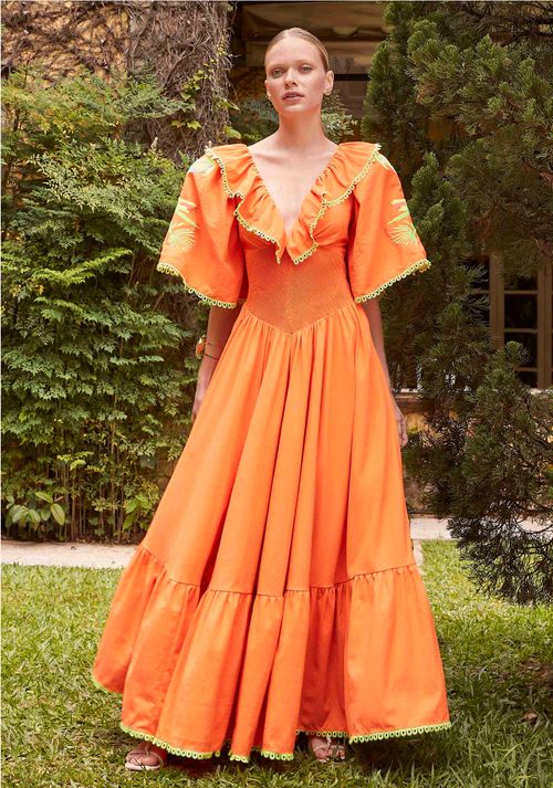 Vestido Super Midi Cáceres Laranja