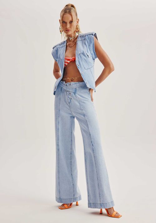 Calça Jeans Wide Leg Azul