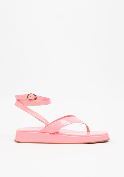 Sandália Papete Com Fivela Rosa