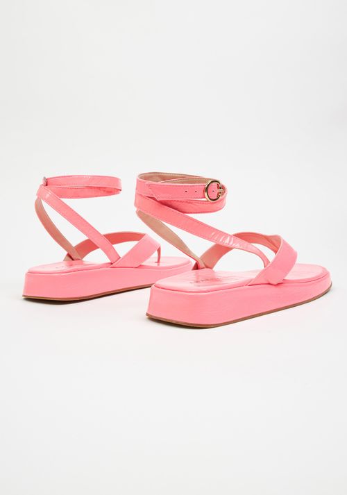 Sandália Papete Com Fivela Rosa