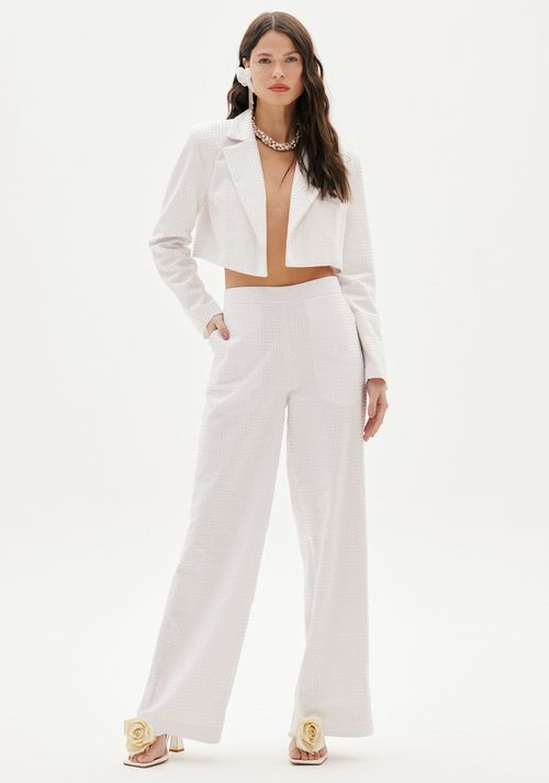 Calça Wide Leg Água Cristalina Branco