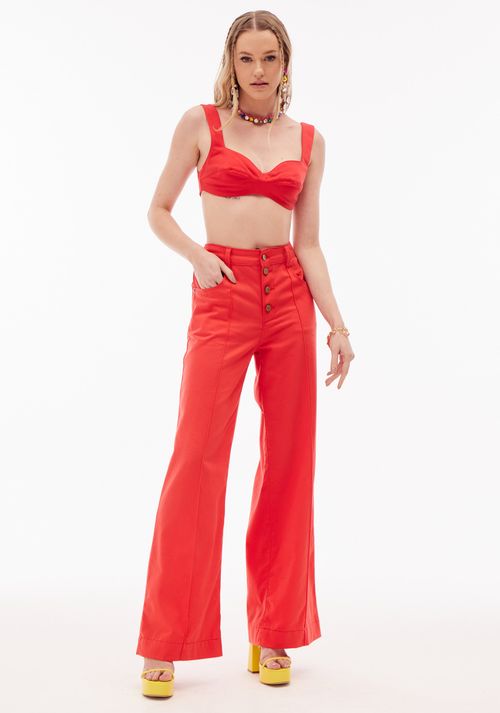 Top Sarja Cropped Vermelho