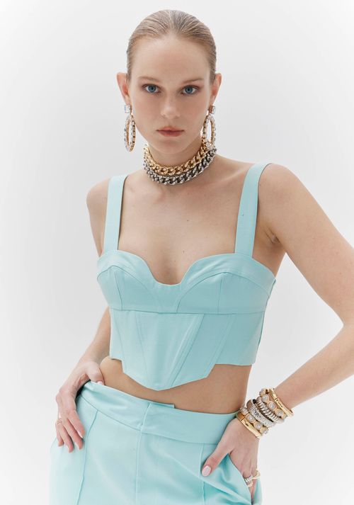 Blusa Corset Cropped Azul