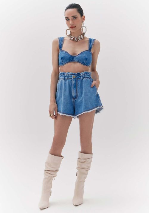 Short Jeans Clochard Super High Azul