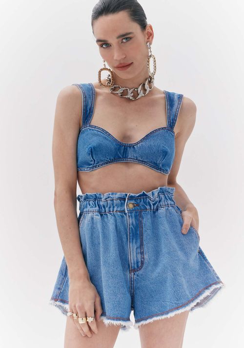 Short Jeans Clochard Super High Azul
