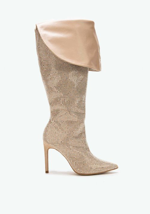 Bota Cravejado Strass Rosa