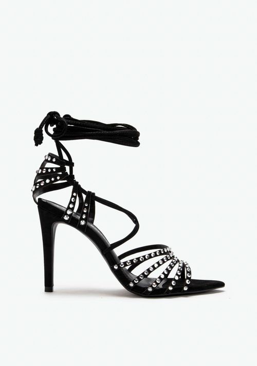 Sandalia Bico Folha Laser E Strass