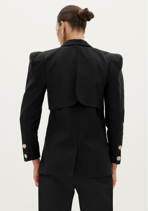 Blazer Alfaiataria Alongado Diamante Neg