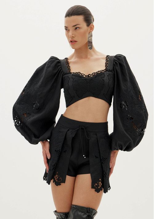 Conjunto Blusa E Shorts Flor Da Noite