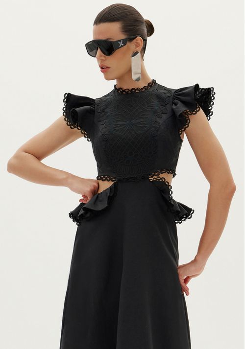 Vestido Longo Flor Da Noite Preto