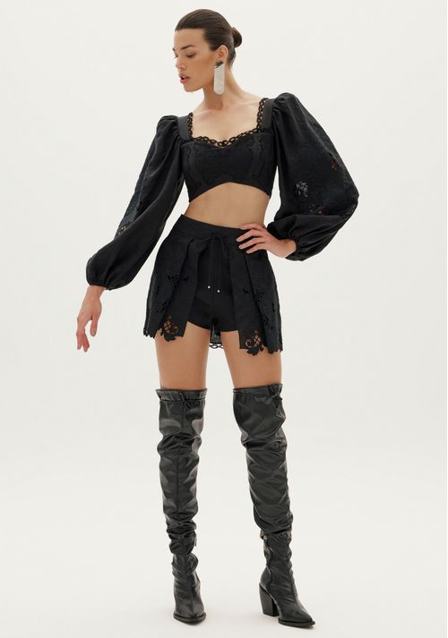 Conjunto Blusa E Shorts Flor Da Noite