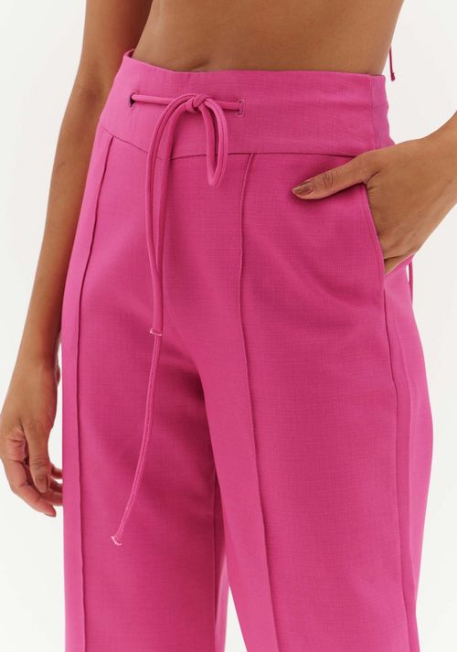 Calça Wide Leg Alfaiataria Rosa