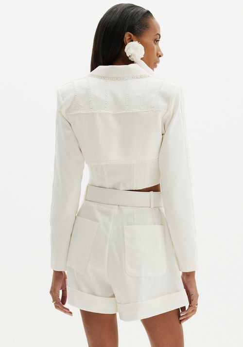 Blazer Corset Cropped Branco