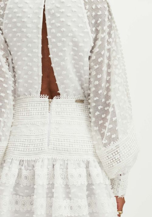 Vestido Curto Manga Longa Branco