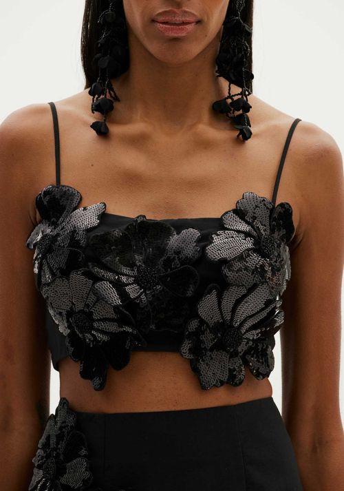 Top Cropped De Alças Preto