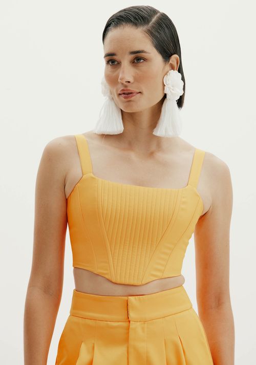 Top Corset De Alça Laranja