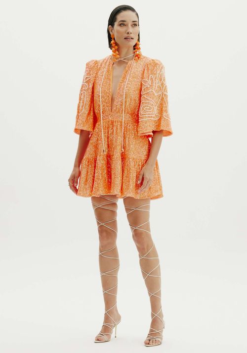 Vestido Curto Com Bordado