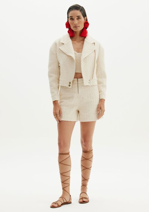 Bermuda Com Ziper Frontal Cintura Alta