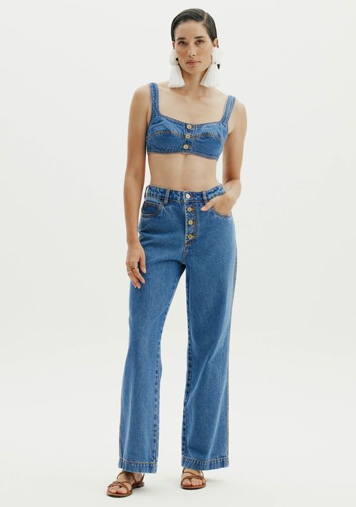 Calça Jeans Full Length Super High Azul