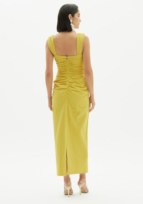 Vestido Super Midi De Alça Amarelo