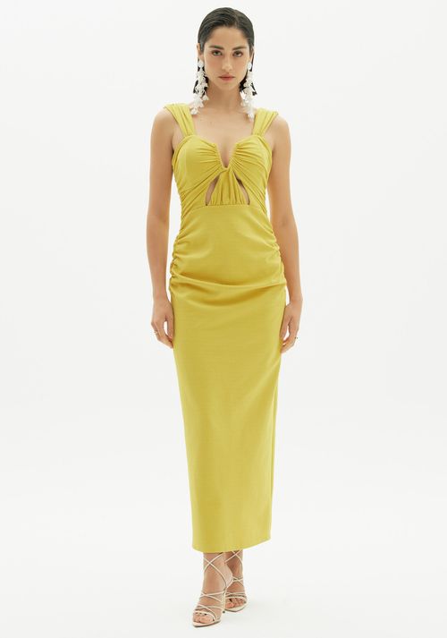 Vestido Super Midi De Alça Amarelo