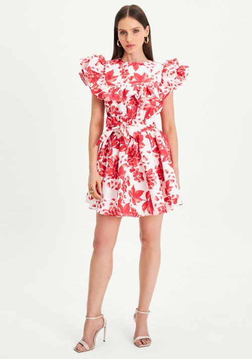 Vestido Curto Com Babados Branco