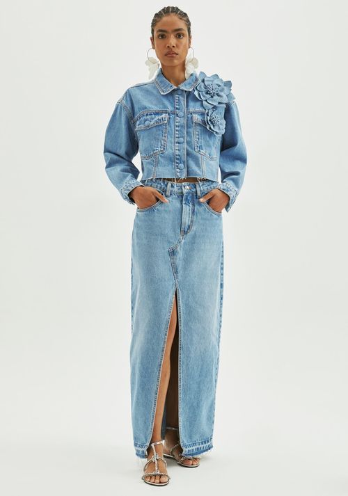 Saia Jeans Super Midi High
