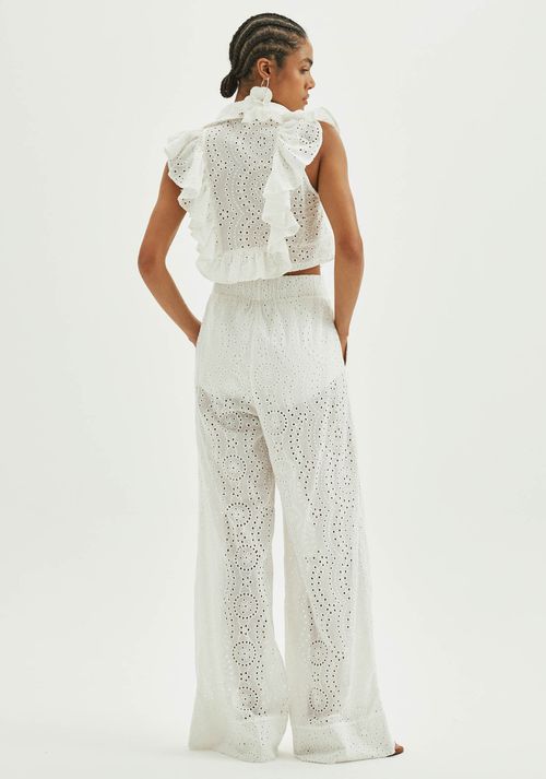 Calça Wide Leg Cintura Alta Branco