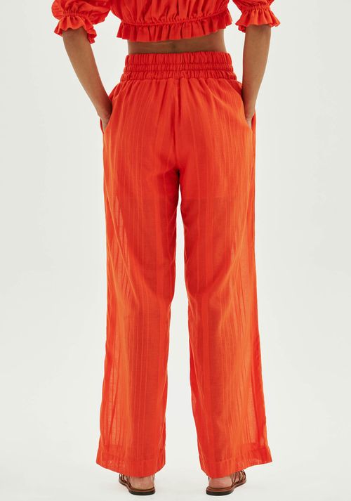 Calça Wide Leg Cintura Alta Vermelho