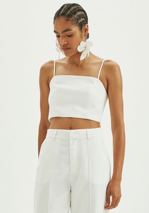 Blusa Cropped De Alças Branco