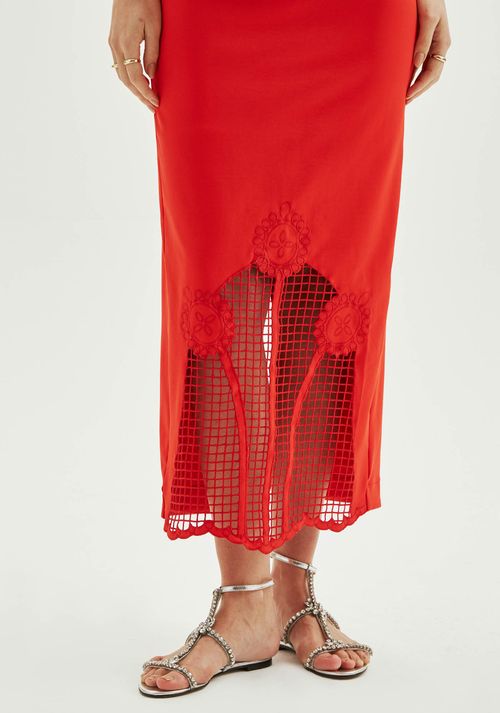Vestido Super Midi Com Laço Vermelho