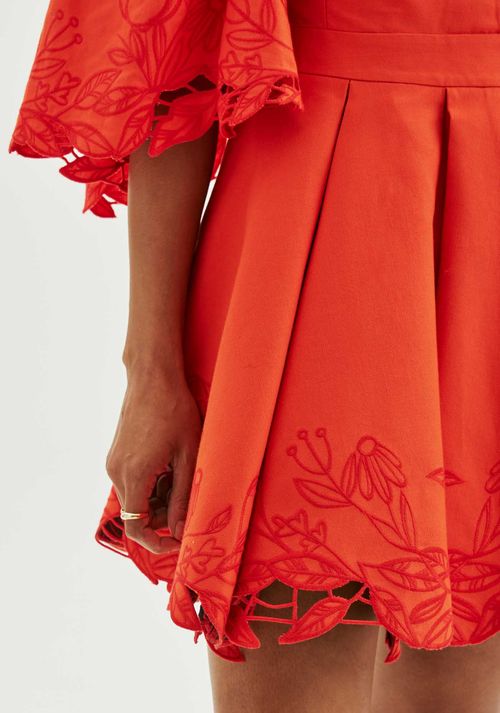 Vestido Curto Manga Evasê Vermelho