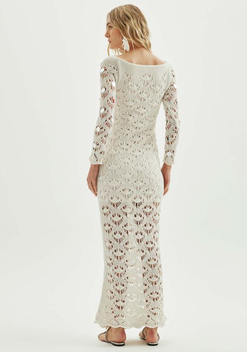Vestido Tricot Super Midi Com Aplicações