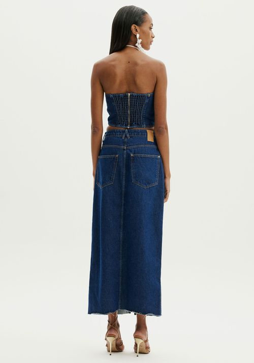 Saia Jeans Super Midi Super High