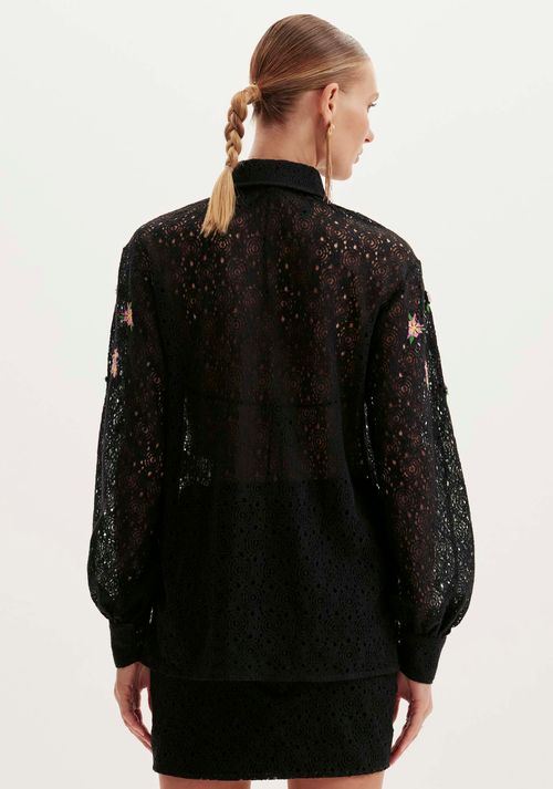 Camisa Alongada Com Bordado