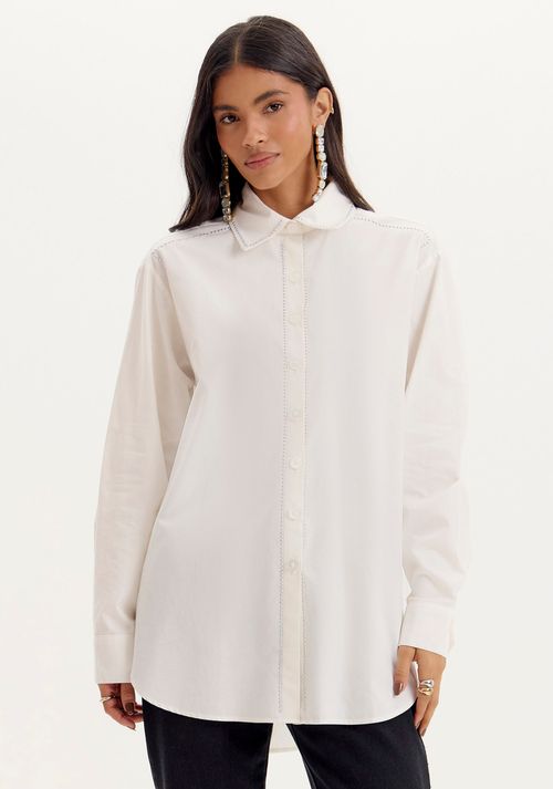 Camisa Alongada com Aplicação