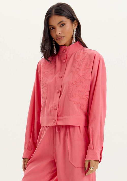 Jaqueta Bomber Curta Bordado