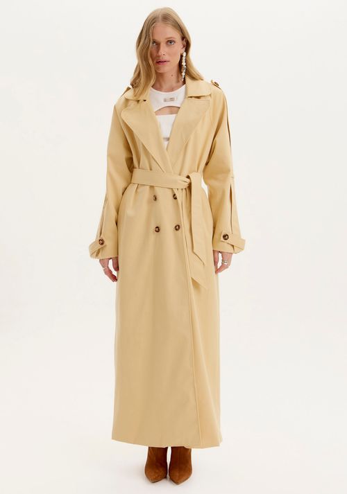 Trench Coat Alongado com Faixa