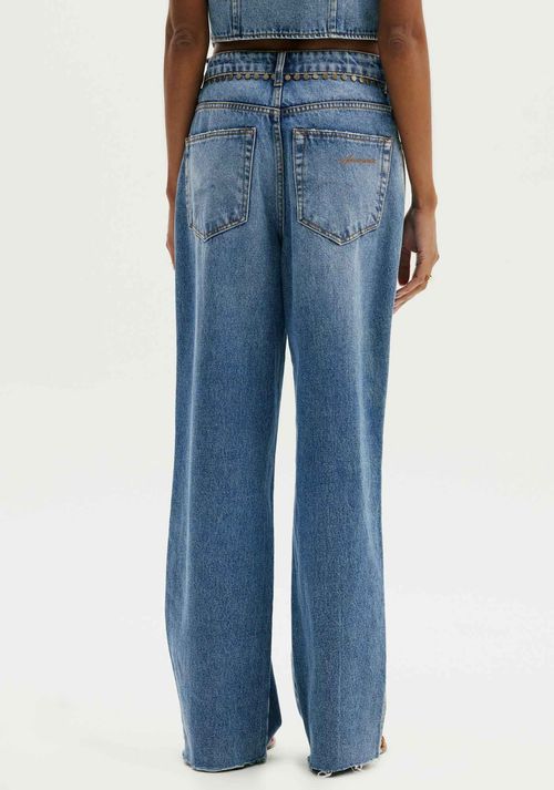 Calça Jeans Wide Leg Detalhes