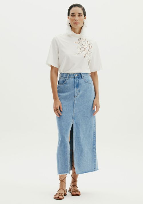 Saia Jeans Super Midi High