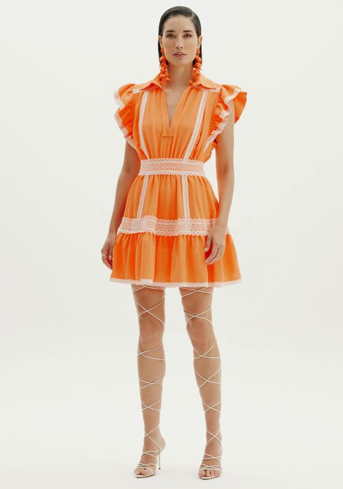 Vestido Curto Com Babado