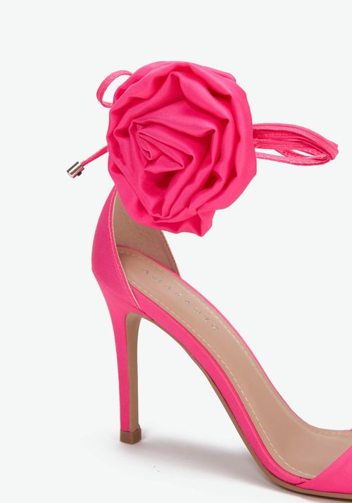 Sandalia Salto Alto Com Flor