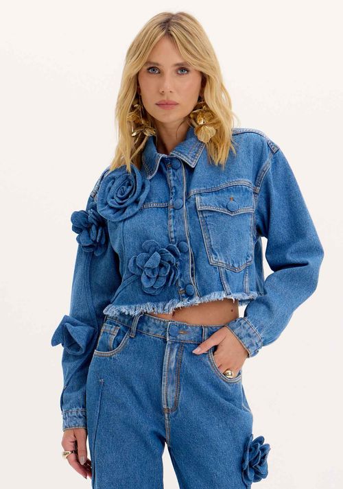 Jaqueta Jeans Trucker Cropped