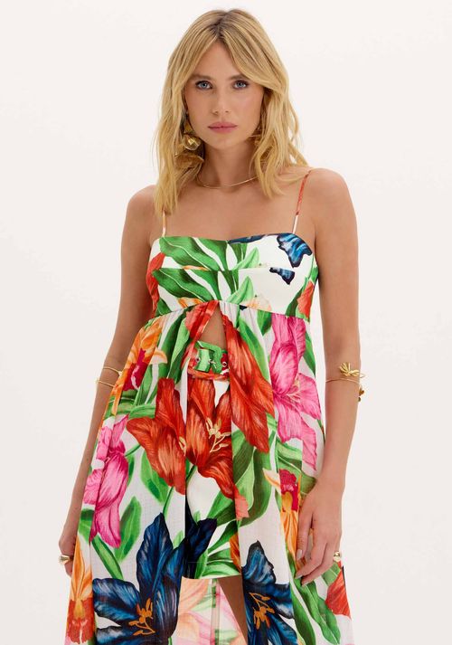 Blusa Alongada Fenda Estampada