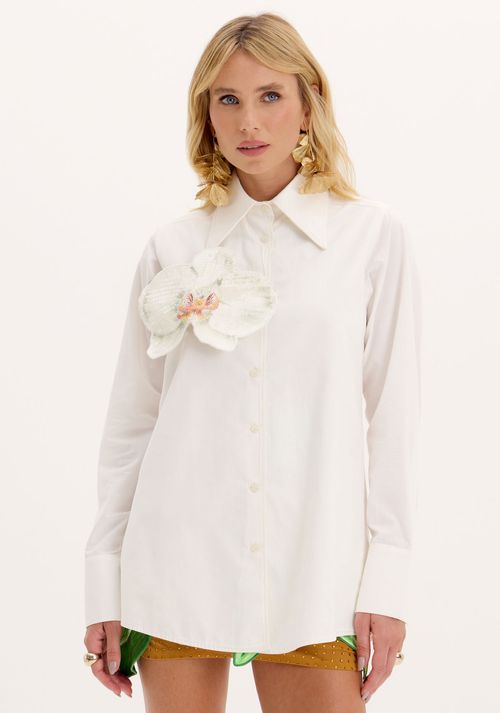 Camisa Manga Longa com Flor