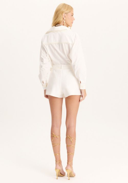 Short Saia Com Bordado e Faixa