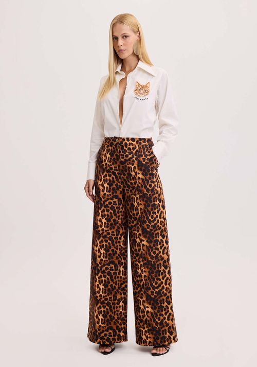 Calça Wide Leg Animal Print