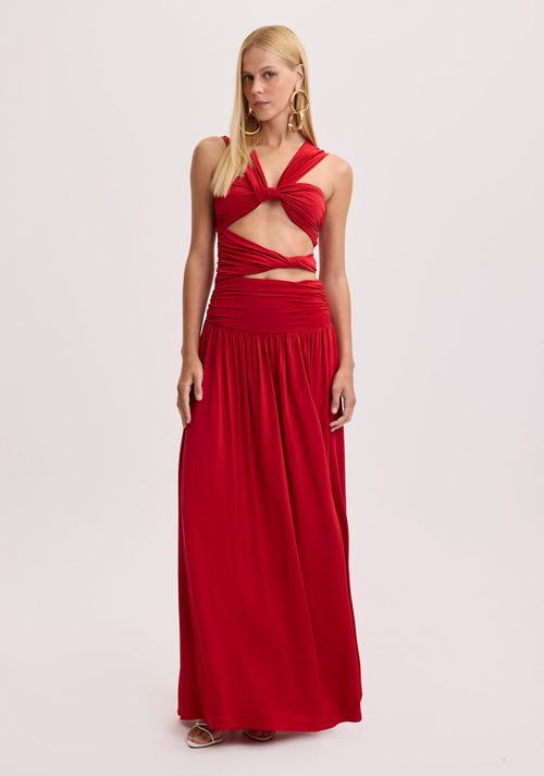 Vestido Longo Com Torção