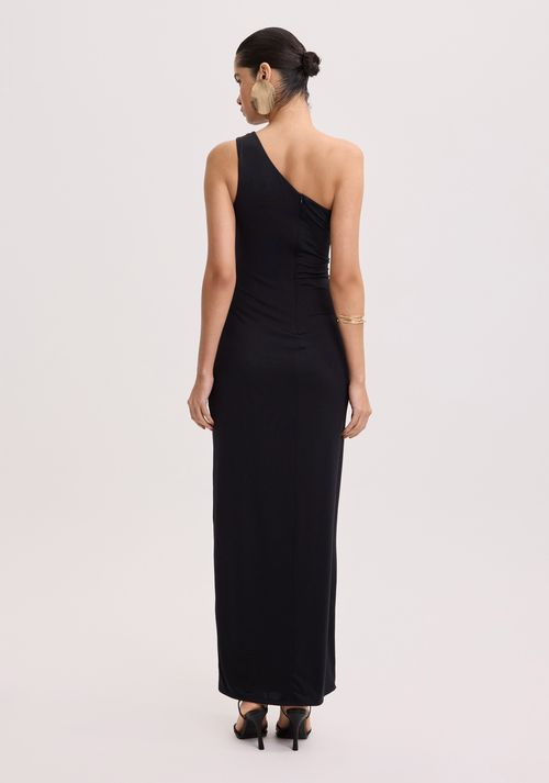 Vestido Midi Ombro Único com Aplicações