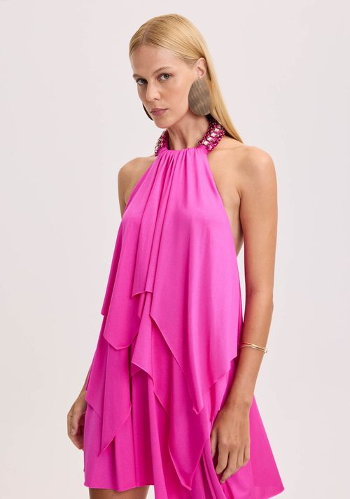 Vestido Curto Frente Única Com Babado